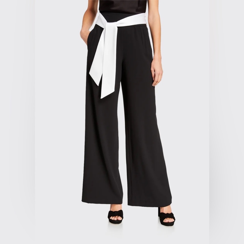 ALICE‎ + OLIVIA Palazzo Merna High-Waisted Tie Wide-Leg Black Pants